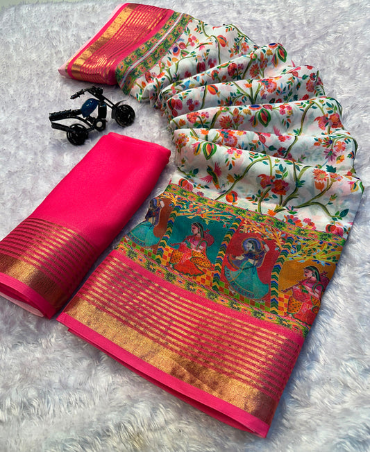 Soft Georgette Saree with Jacquard Zari Borders – 65 AED