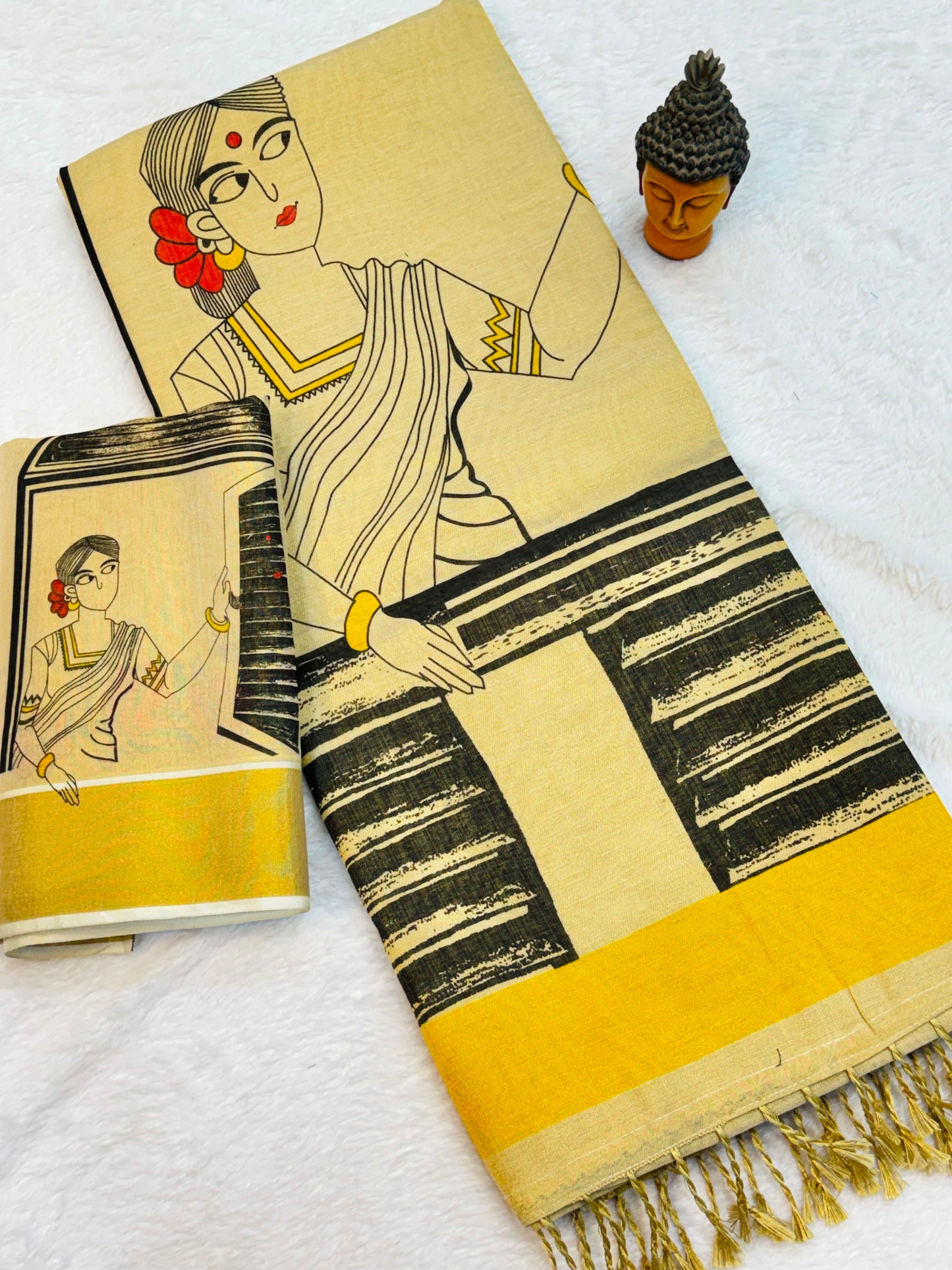 Kerala Tissue Saree with Digital Motif Prints – 79 AED
