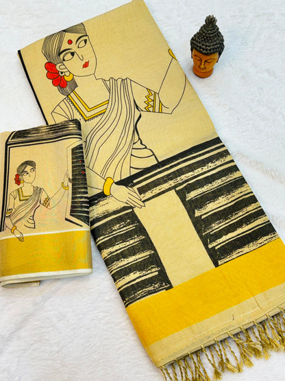 Kerala Tissue Saree with Digital Motif Prints – 79 AED