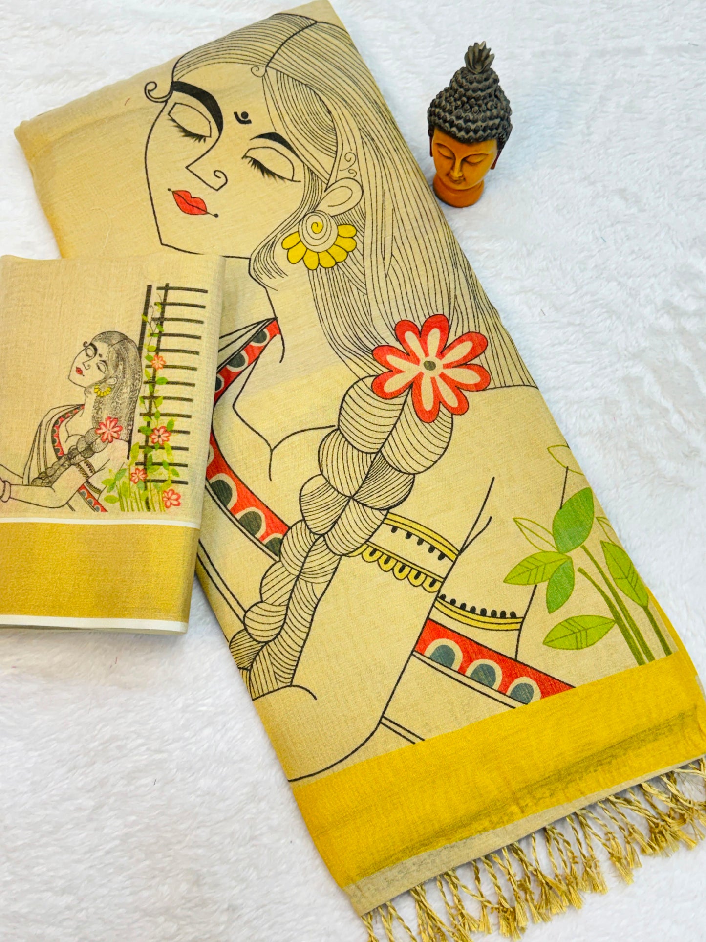 Kerala Tissue Saree with Digital Motif Prints – 79 AED