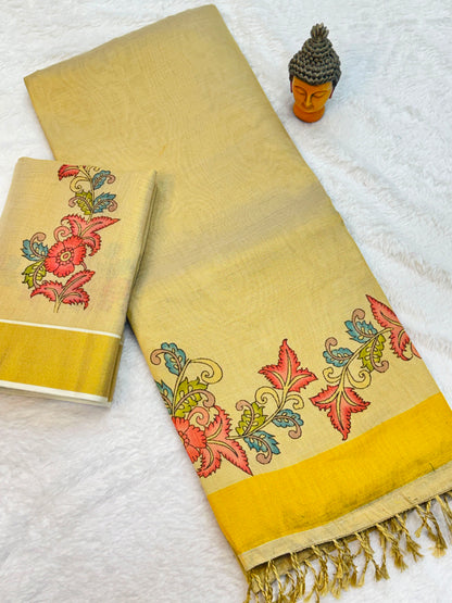 Kerala Tissue Saree with Digital Motif Prints – 79 AED