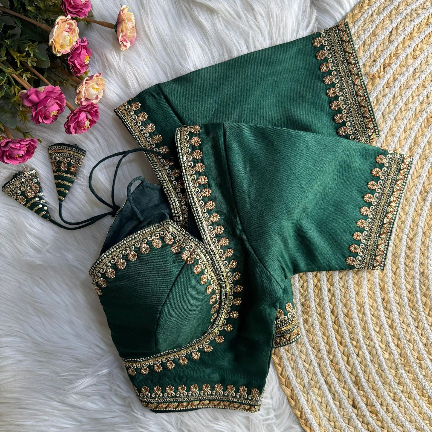 Readymade Soft Semi Silk Madhubala Pattern Halter Neck Blouse – 69 AED