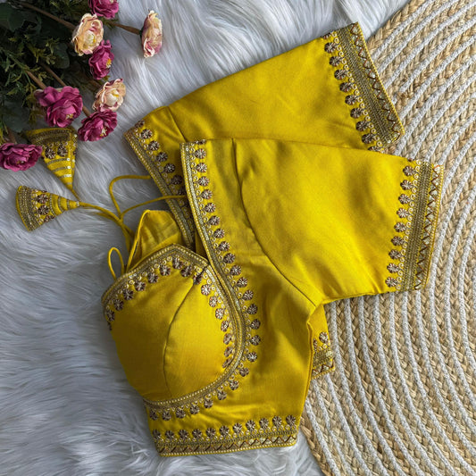 Readymade Soft Semi Silk Madhubala Pattern Halter Neck Blouse – 69 AED
