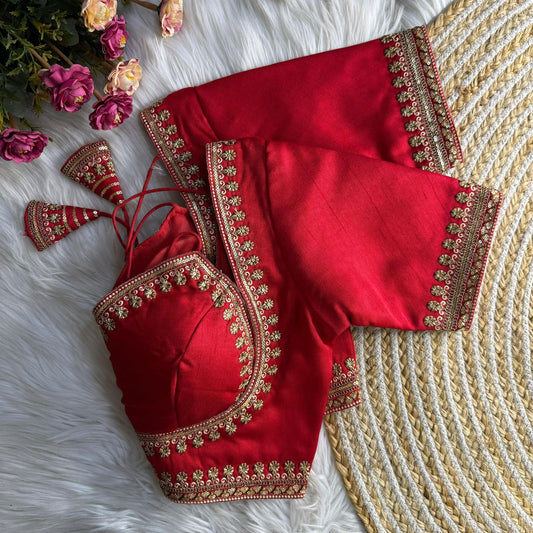 Readymade Soft Semi Silk Madhubala Pattern Halter Neck Blouse – 69 AED