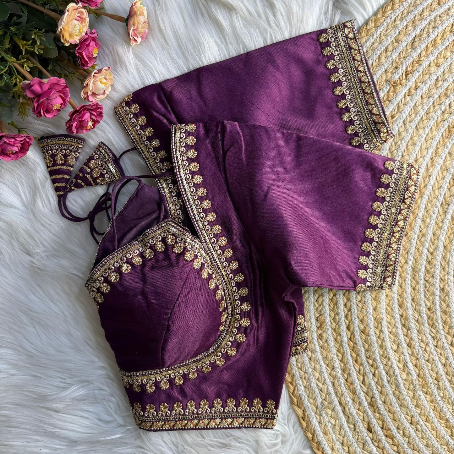 Readymade Soft Semi Silk Madhubala Pattern Halter Neck Blouse – 69 AED