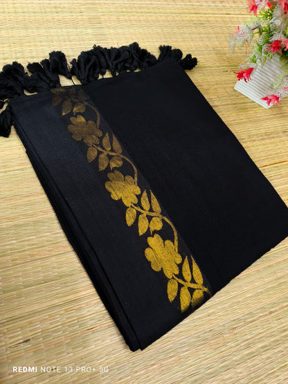 Mul Cotton Saree with Zari Floral Borders – 99 AED