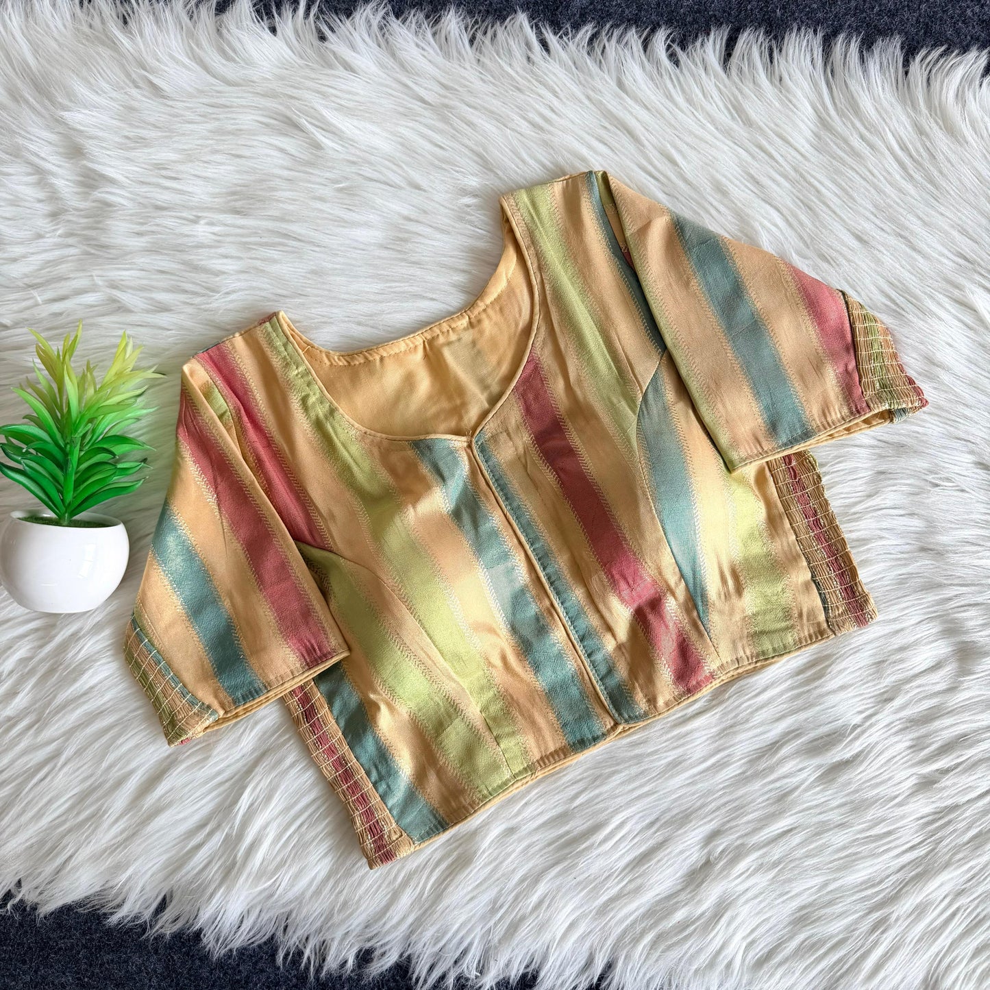 Side Elastic Stretchable Banarasi Silk Blouse – 55 AED