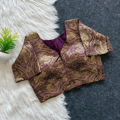 Side Elastic Stretchable Banarasi Brocade Silk Blouse – 55 AED