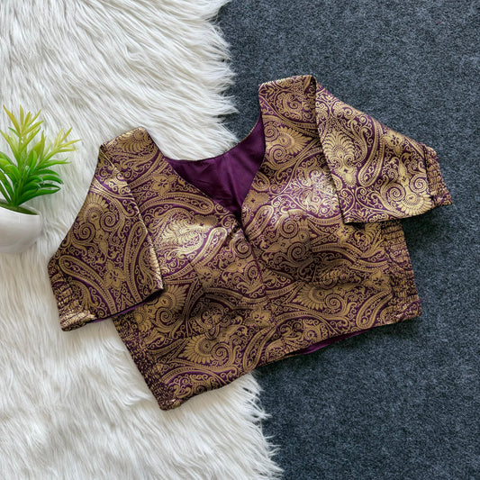 Side Elastic Stretchable Banarasi Brocade Silk Blouse – 55 AED