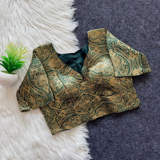 Side Elastic Stretchable Banarasi Brocade Silk Blouse – 55 AED