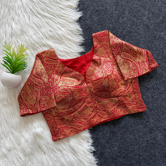 Side Elastic Stretchable Banarasi Brocade Silk Blouse – 55 AED