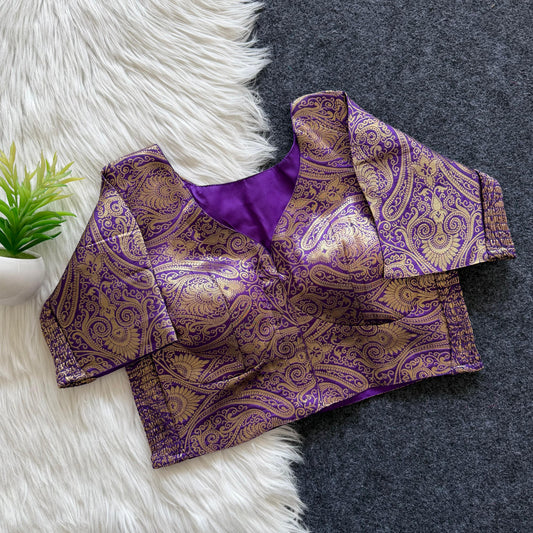 Side Elastic Stretchable Banarasi Brocade Silk Blouse – 55 AED