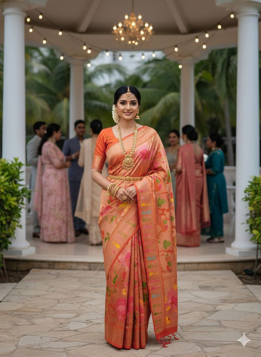 Tissue Paithani Silk Saree – 99 AED