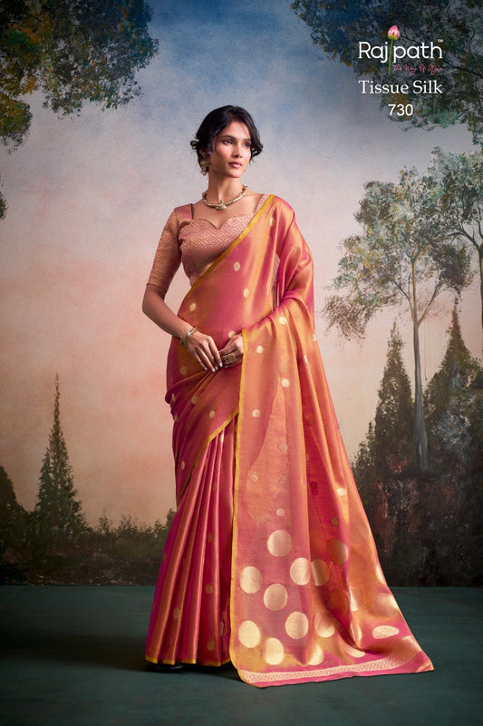 Tissue Silk Saree with Polka Zari Weaving – 115 AED