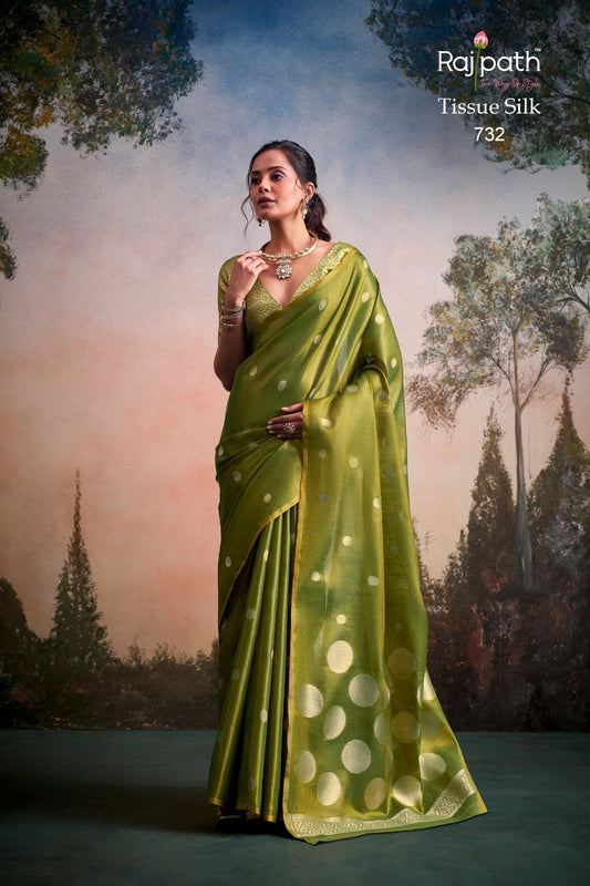Tissue Silk Saree with Polka Zari Weaving – 115 AED
