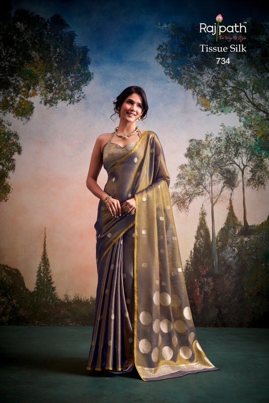 Tissue Silk Saree with Polka Zari Weaving – 115 AED