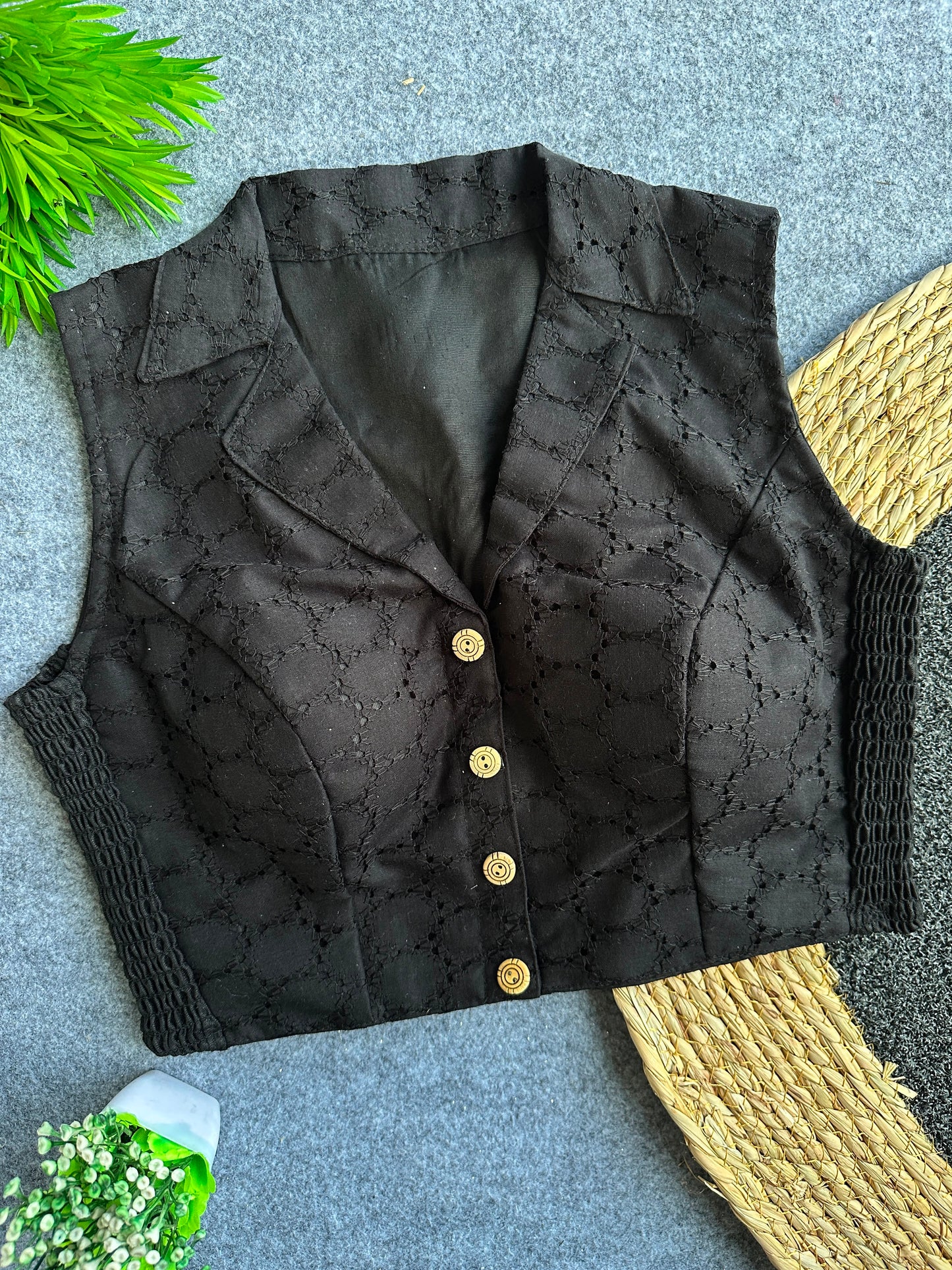Hakoba Cotton Side Elastic Stretchable Collar Neck Blouse – 50 AED
