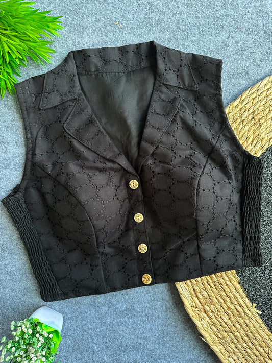 Hakoba Cotton Side Elastic Stretchable Collar Neck Blouse – 50 AED