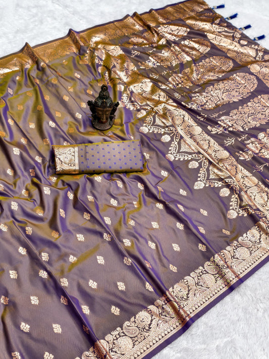 Soft Two Tone Silk Banarasi Weaving Saree – 99 AED