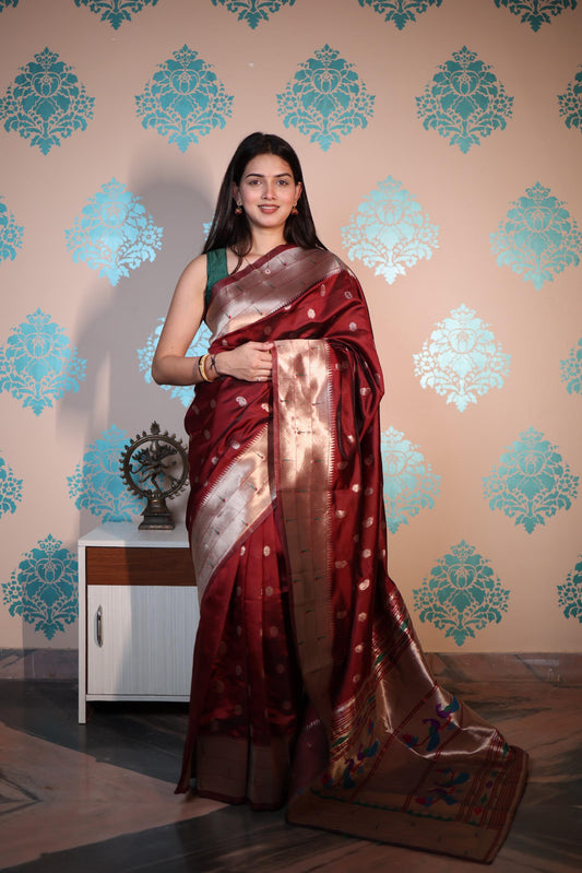 Soft Semi Paithani Silk Saree – 59 AED