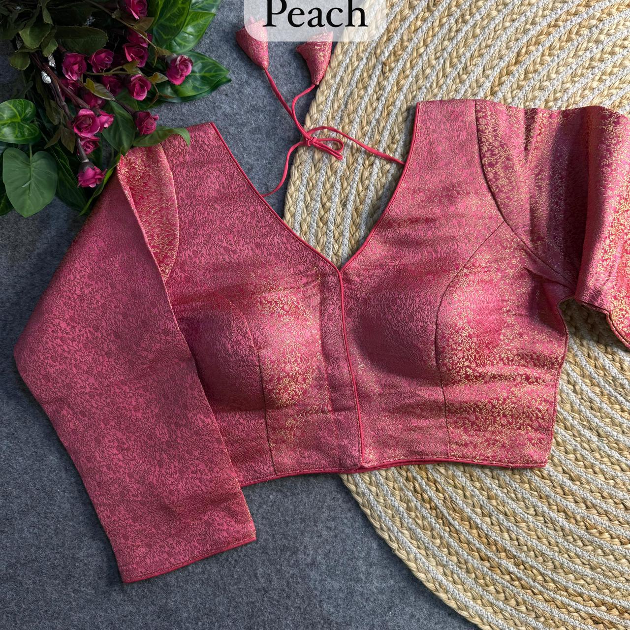 Banarasi Brocade Silk Readymade Long Sleeve Blouse – 50 AED