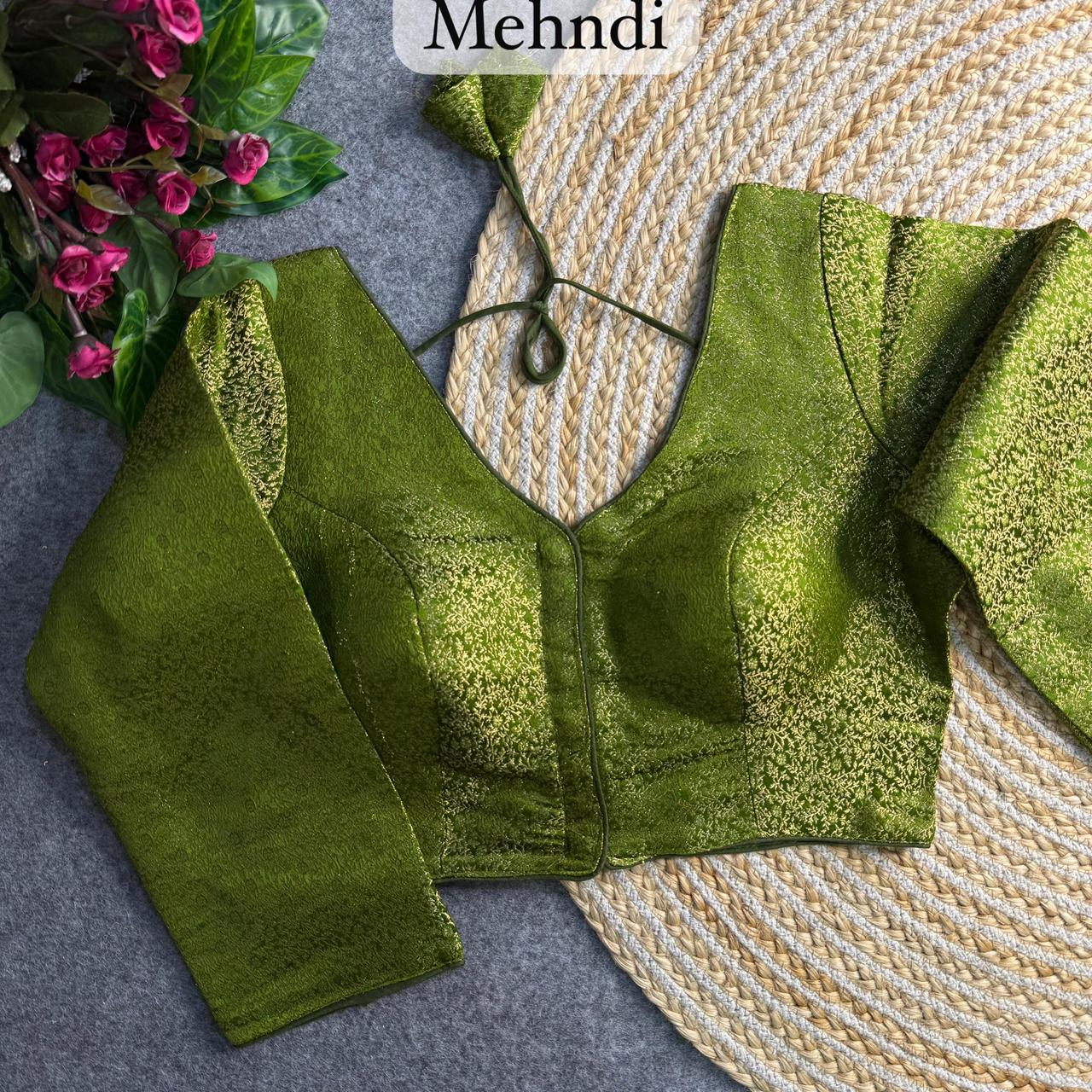 Banarasi Brocade Silk Readymade Long Sleeve Blouse – 50 AED
