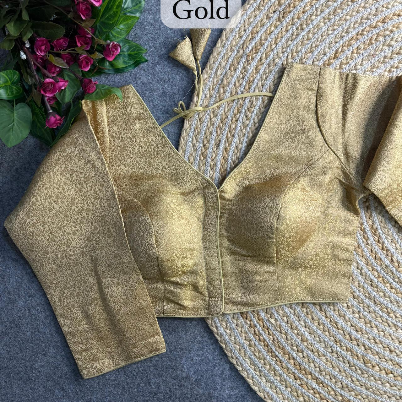 Banarasi Brocade Silk Readymade Long Sleeve Blouse – 50 AED