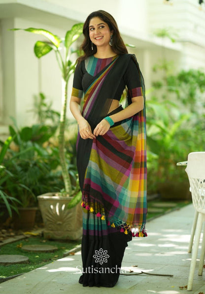 Rainbow Khadi Cotton Saree – 79 AED