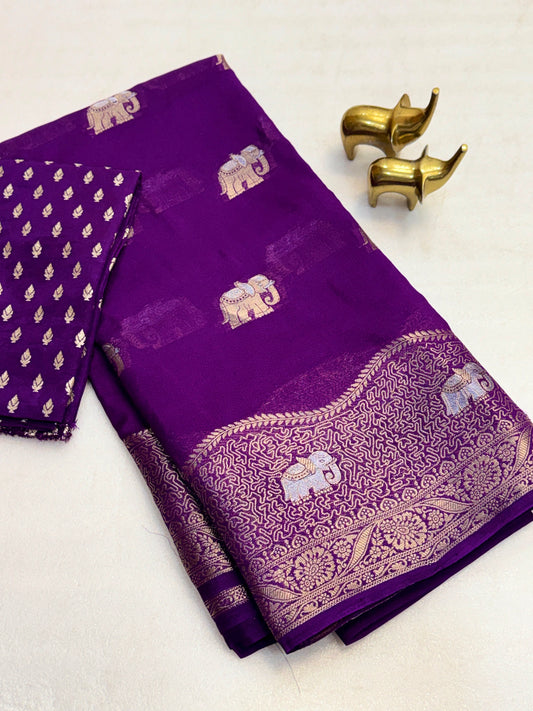 Soft Viscose Silk Saree with Zari Weaving Borders – 99 AED