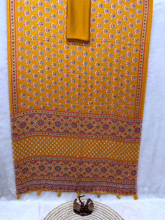 Ajrakh Semi Modal Crepe Silk Saree with Real Mirror Work – 99 AED