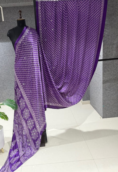 Real Mirror Work Ajrakh Crepe Silk Saree – 99 AED
