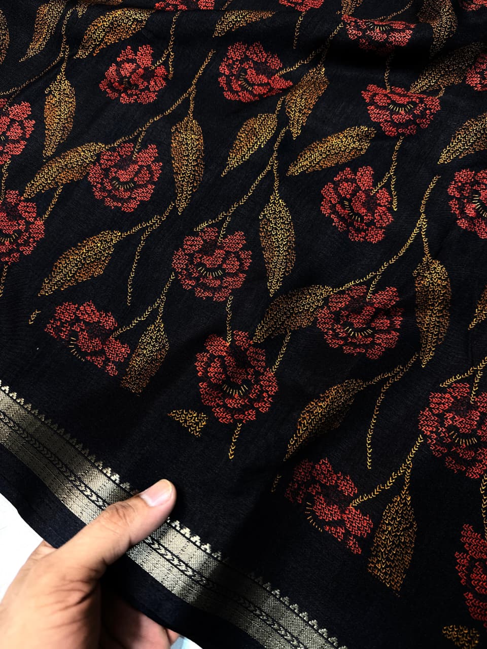 Soft Tussar Silk Floral Saree – 75 AED