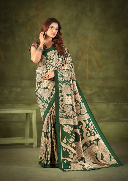 Soft Semi Tussar Silk Kalamkari Saree – 79 AED