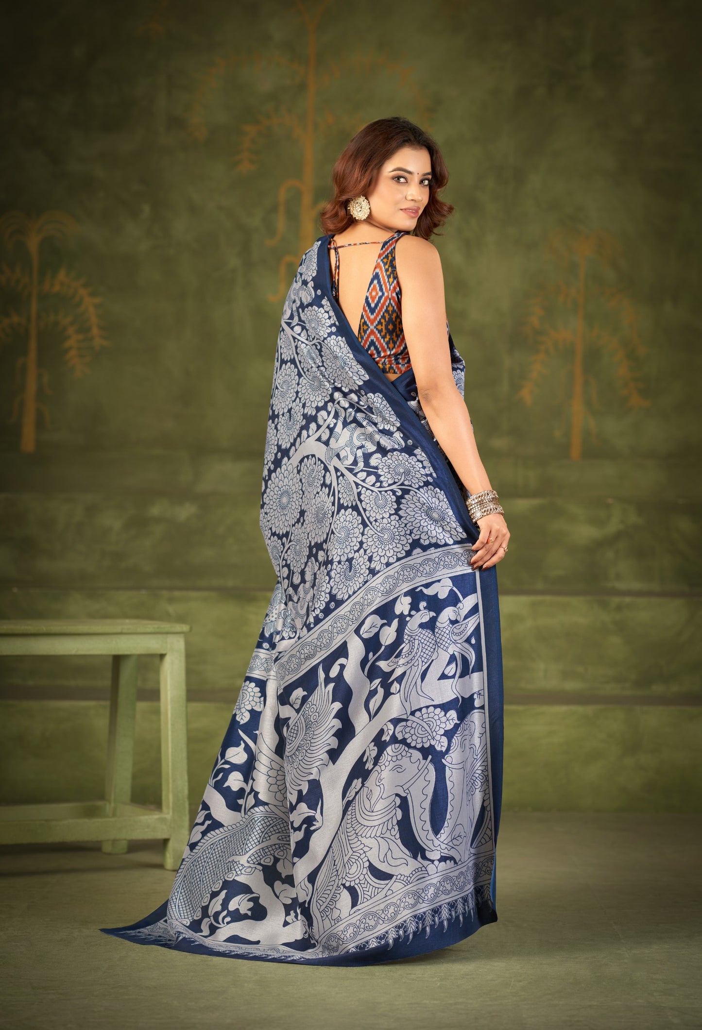 Soft Semi Tussar Silk Kalamkari Saree – 79 AED