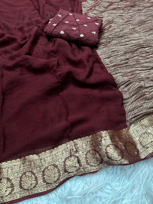 Georgette Viscose Weaving Saree with Viscose Zari Weaving Borders – 99 AED