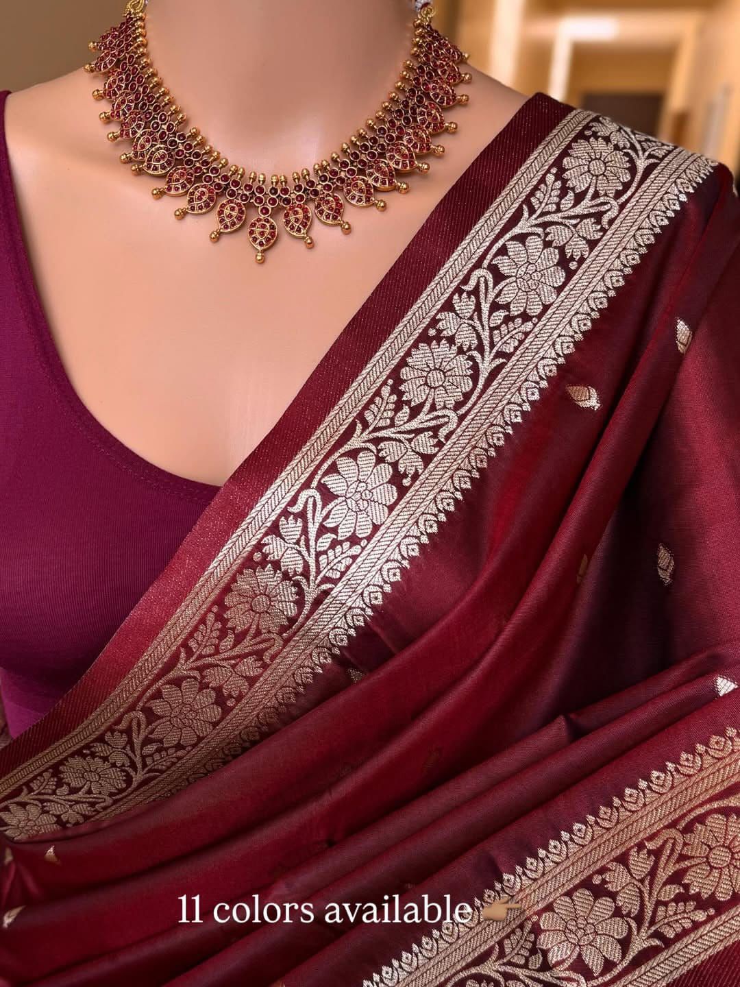 Soft Banarasi Silk Weaving Saree – 99 AED