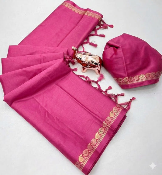 Soft Viscose Crepe Silk Saree with Golden Borders – 59 AED