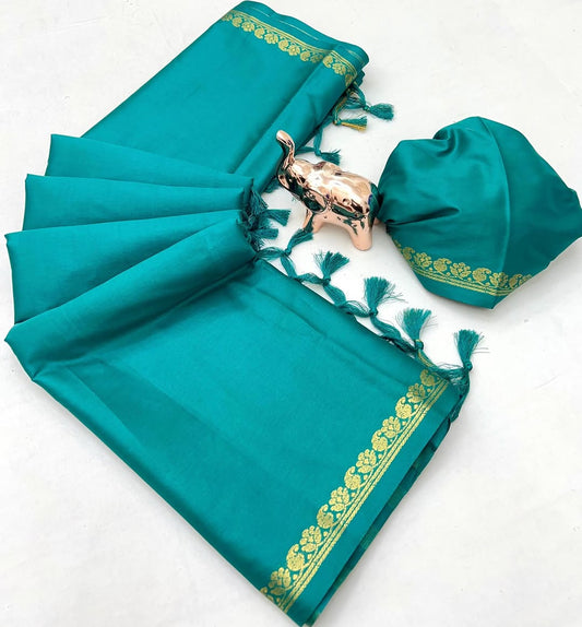 Soft Viscose Crepe Silk Saree with Golden Borders – 59 AED