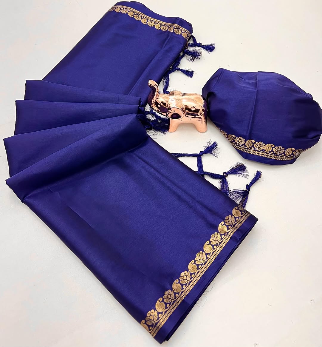 Soft Viscose Crepe Silk Saree with Golden Borders – 59 AED
