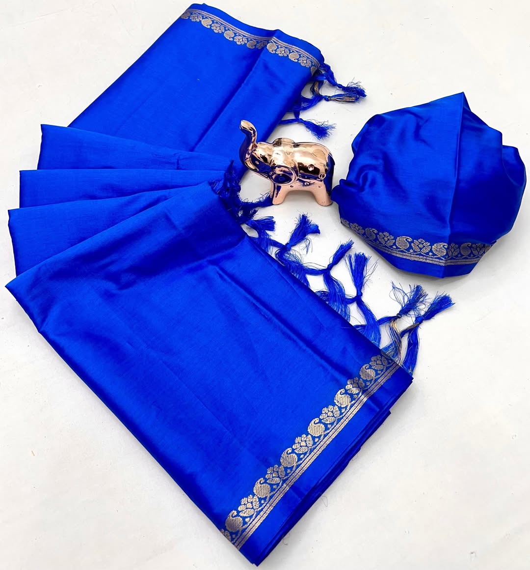 Soft Viscose Crepe Silk Saree with Golden Borders – 59 AED