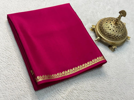 Soft Viscose Crepe Silk Saree with Golden Borders – 59 AED
