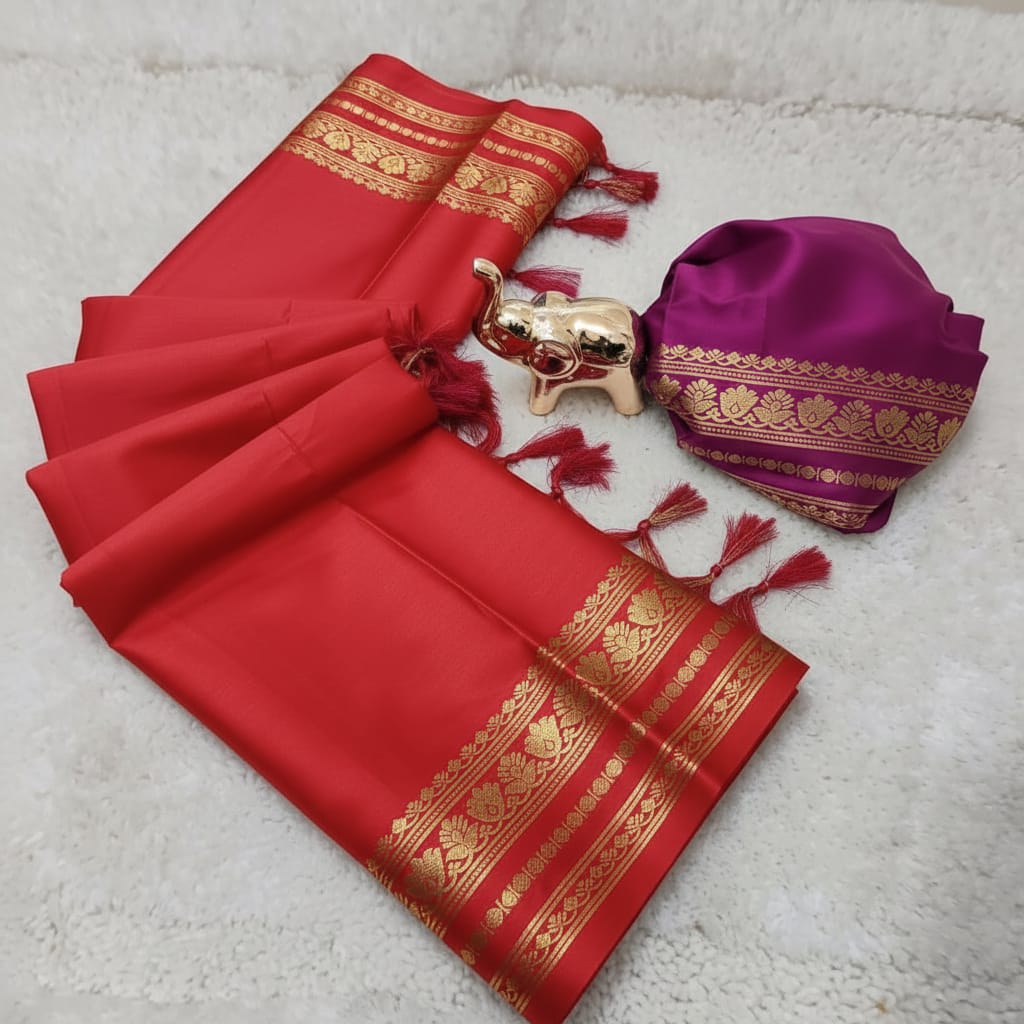 Soft Viscose Crepe Silk Saree with Double Golden Borders – 65 AED