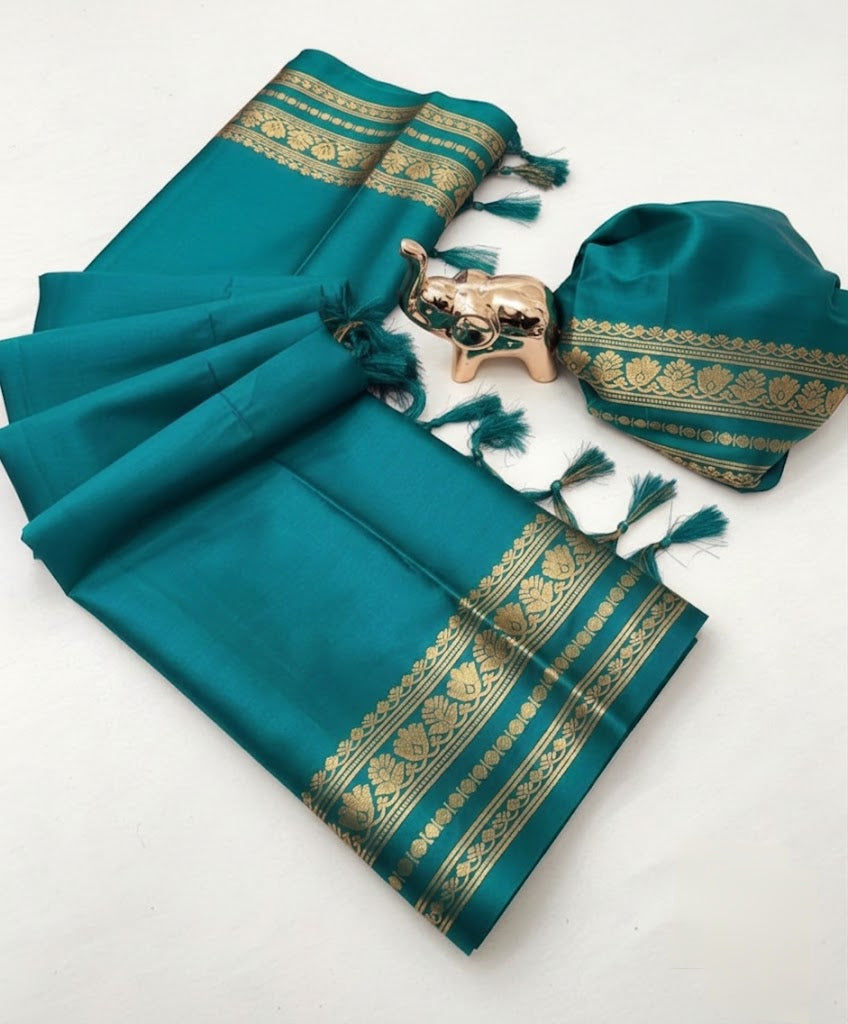 Soft Viscose Crepe Silk Saree with Double Golden Borders – 65 AED