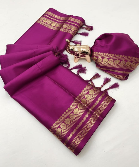 Soft Viscose Crepe Silk Saree with Double Golden Borders – 65 AED