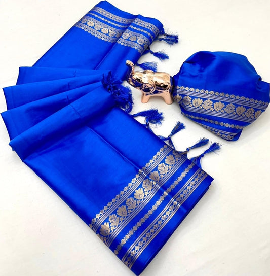 Soft Viscose Crepe Silk Saree with Double Golden Borders – 65 AED