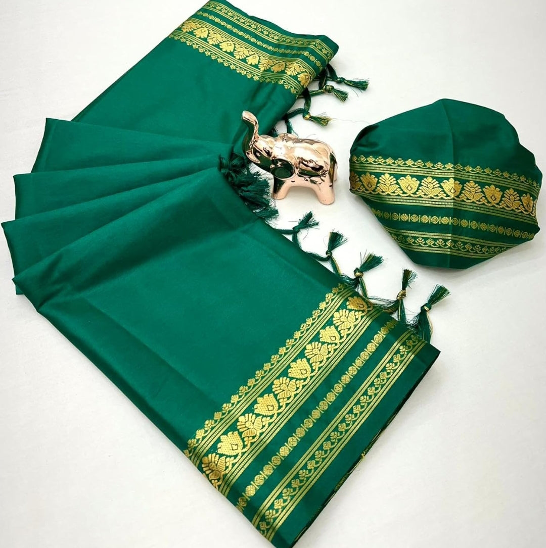 Soft Viscose Crepe Silk Saree with Double Golden Borders – 65 AED