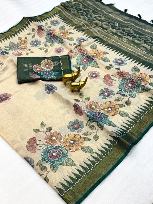 Soft Erode Tissue Silk Saree with Temple Borders– 79 AED