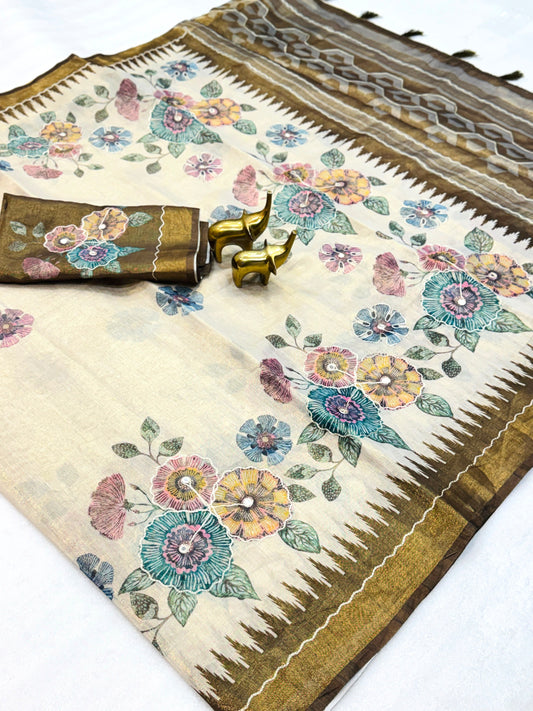 Soft Erode Tissue Silk Saree with Temple Borders– 79 AED