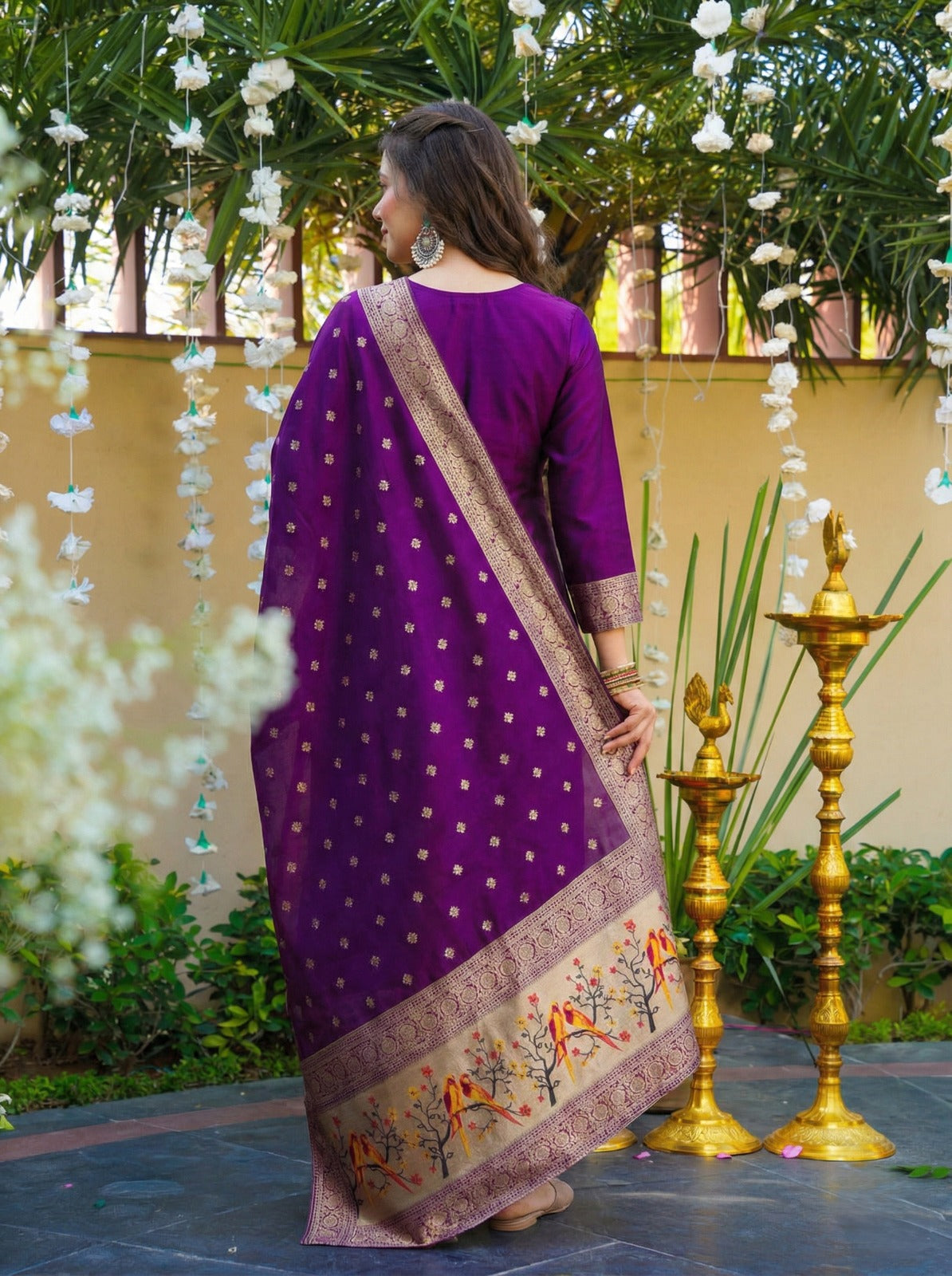 Soft Art Silk Suit Set with Jacquard Weaving – 99 AED