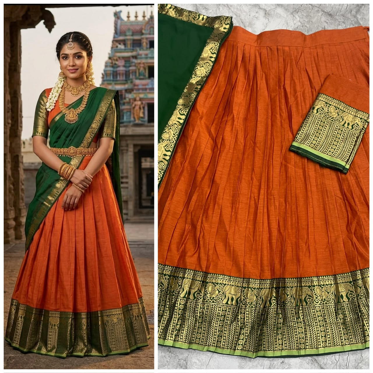 Cotton Silk Readymade Dhavani / Half Saree Collection – 99 AED